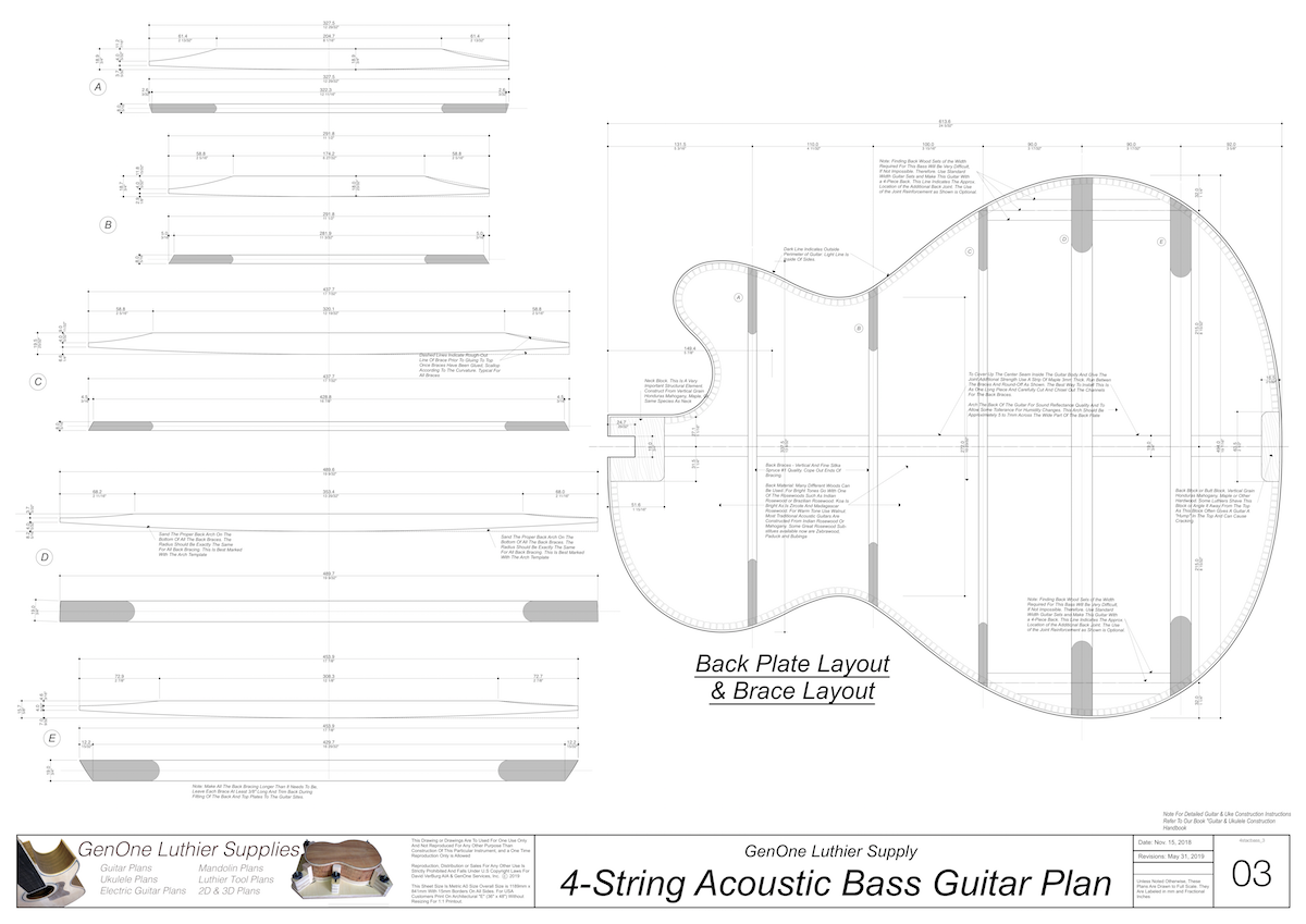 4-String Acoustic Bass Guitar Plans - GenOne Luthier Services