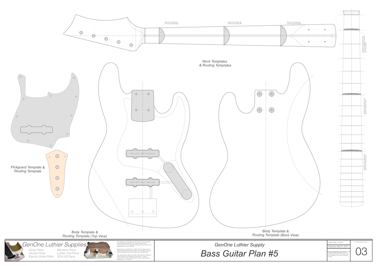 Solid Body Electric Bass Guitar Plan #5 - GenOne Luthier Services