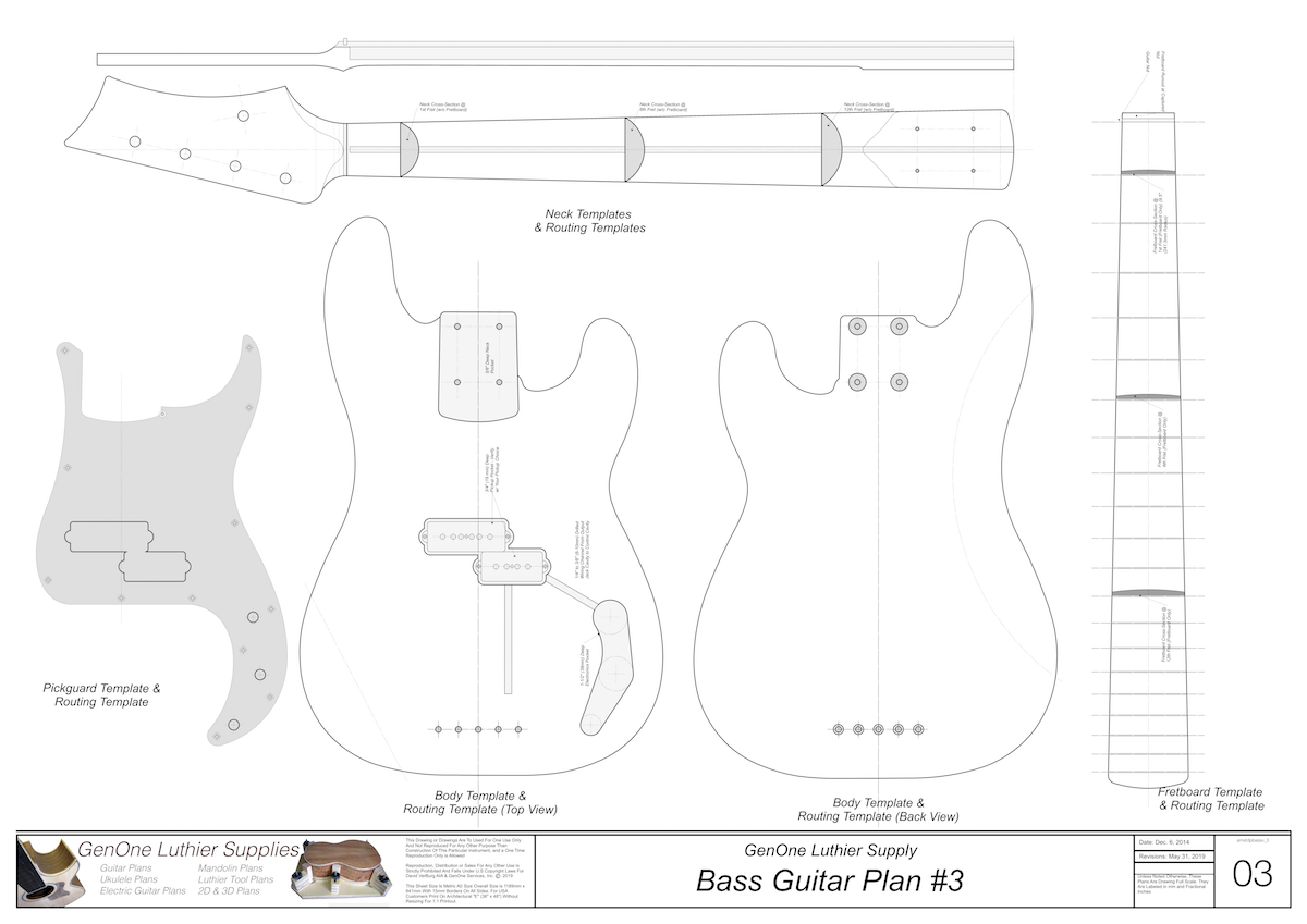 Solid Body Electric Bass Guitar Plan #3 - GenOne Luthier Services