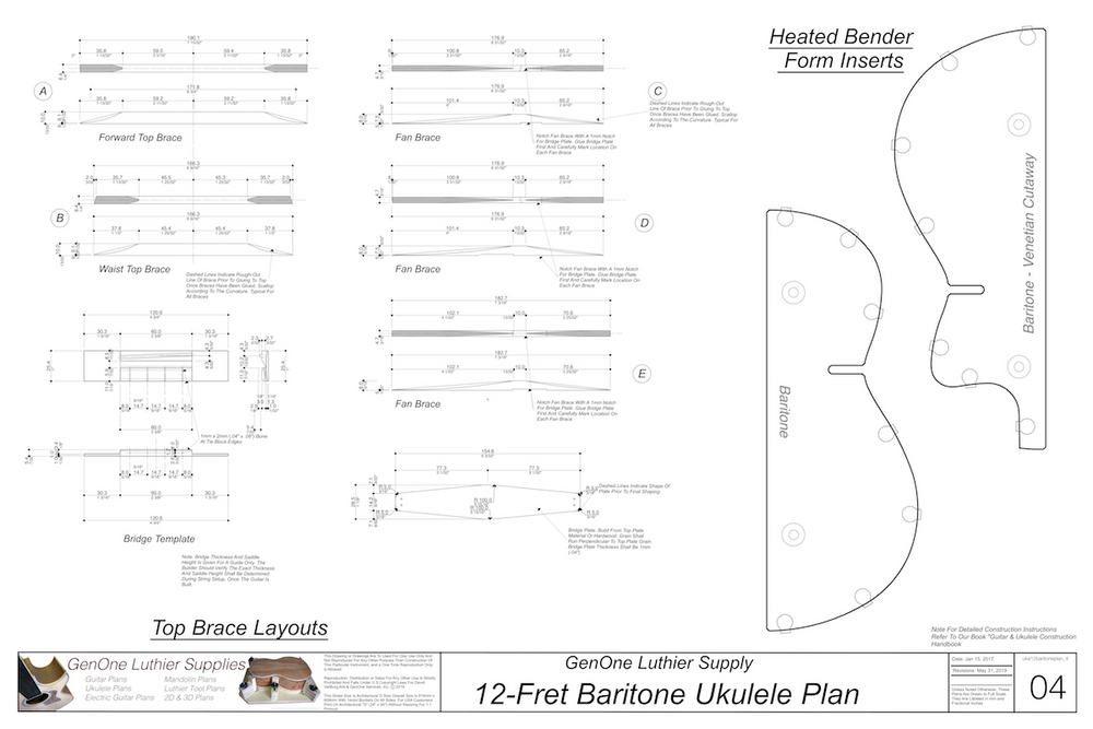 Baritone 12 Ukulele Plans - GenOne Luthier Services