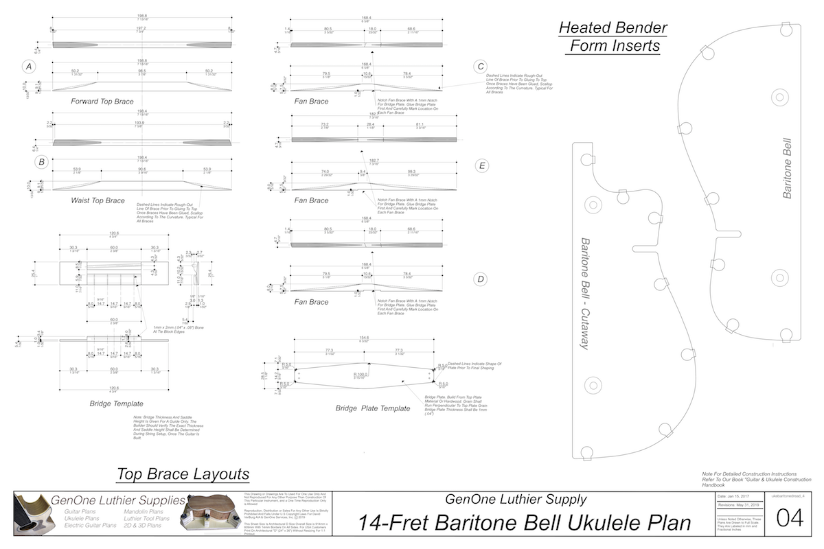 Baritone 14 Bell Ukulele Plans - GenOne Luthier Services