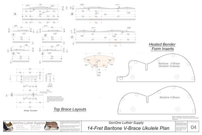 Baritone 14 V-Brace Ukulele Plans - GenOne Luthier Services