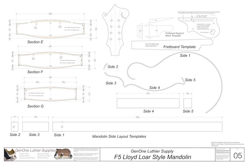 F5 Lloyd Loar Style Mandolin Plans - GenOne Luthier Services