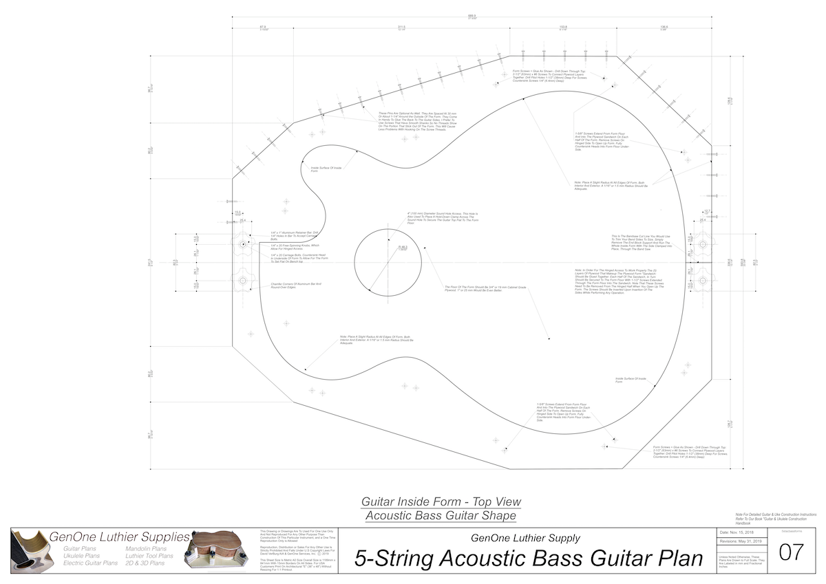 5-String Acoustic Bass Guitar Plans - GenOne Luthier Services