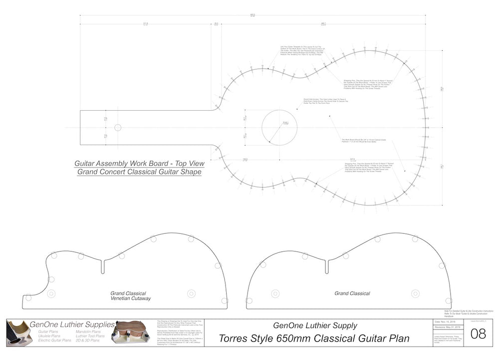 Classical Guitar Plans Torres Bracing 650mm Genone Luthier Services 