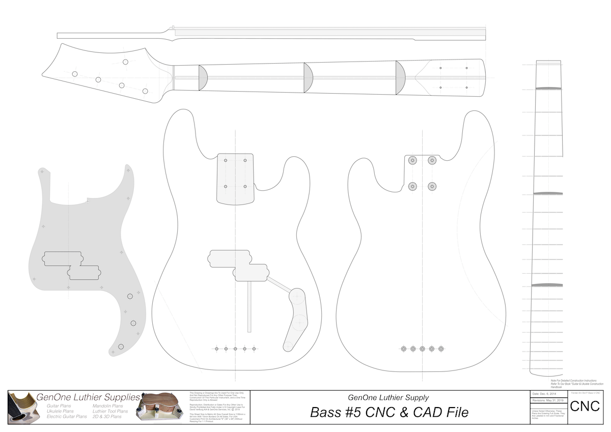 Solid Body Electric Bass Guitar Plan #3 - GenOne Luthier Services