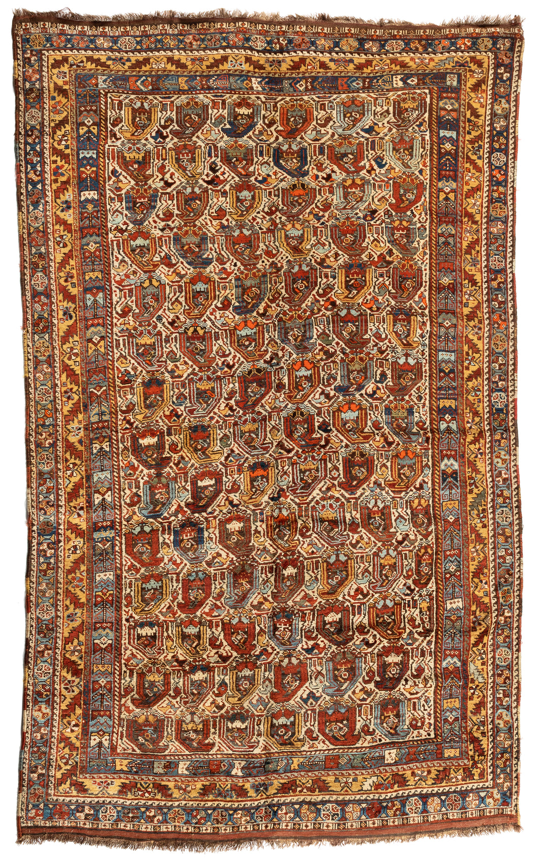 Antique Gold Red Khamseh Paisley Persian Rug – SHAHKAR Fine Carpets