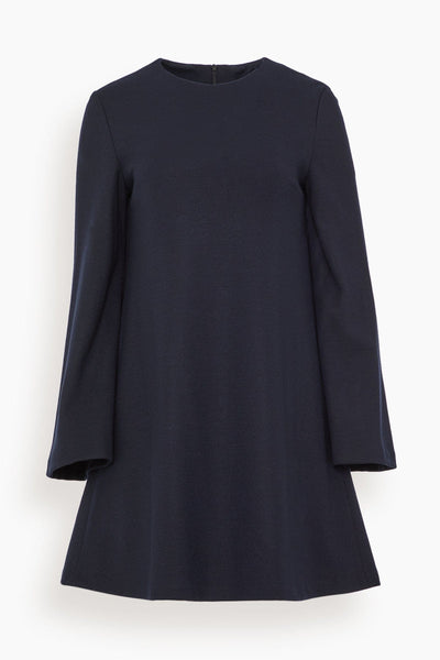 Bell Sleeves Crew Neck Shift Wool Dress