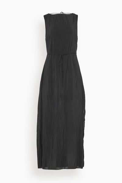 Polyester Open-Back Crinkled Slit Dress