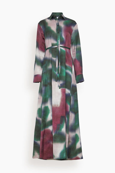 A-line Fall General Print Linen Maxi Dress