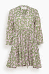 Fitted Self Tie Belted Button Front Short Fit-and-Flare Abstract Print Cotton Dress