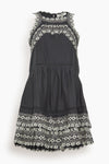 Short Embroidered Swing-Skirt Cotton Tank Dress With Ruffles