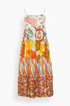 General Print Tiered Midi Dress