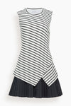 Striped Print Short Spring Pleated Dress