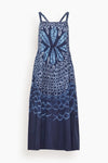 Full-Skirt Tie Dye Print Fit-and-Flare Tank Cotton Fitted Ruched Midi Dress