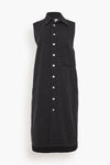 Pocketed Button Front Collared Sleeveless Midi Dress