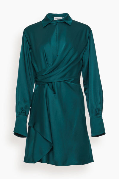 Bishop Sleeves Draped Wrap Short Dress