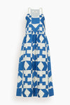 Cotton Racerback Geometric Print Sleeveless Midi Dress