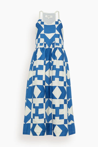 Geometric Print Racerback Sleeveless Cotton Midi Dress