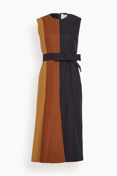 Fit-and-Flare Fitted Belted Midi Dress