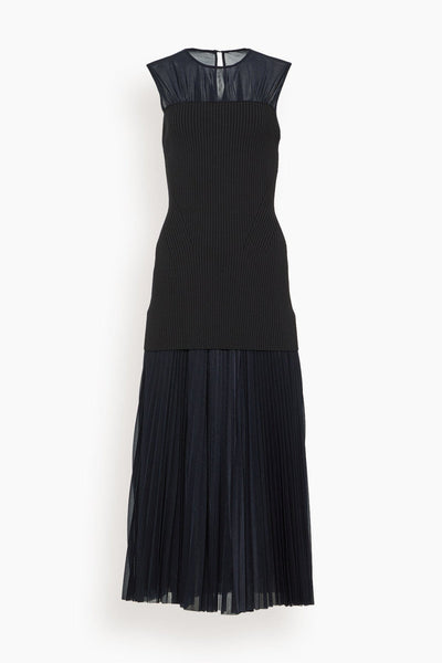 Gathered Fitted Sheer Ribbed Midi Dress