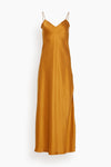 Tall V-neck Spaghetti Strap Charmeuse Slit Fitted Slip Dress/Maxi Dress With a Sash