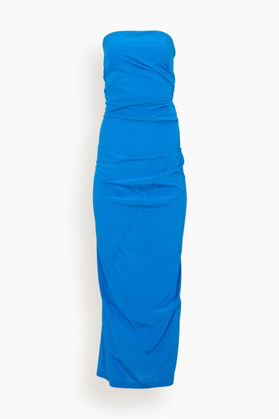 Sexy Strapless Spring Fitted Self Tie Ruched Maxi Dress