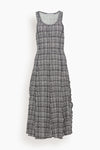Scoop Neck Checkered Print Midi Dress With Ruffles