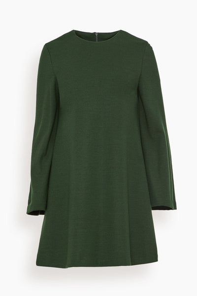 Crew Neck Bell Sleeves Shift Wool Dress