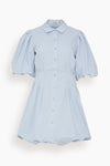 Polyester Fit-and-Flare Puff Sleeves Sleeves Fitted Short Spring Shirt Dress