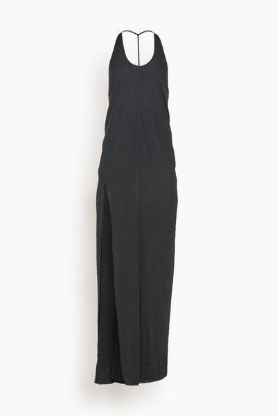 Slit Draped Polyester Halter Dress