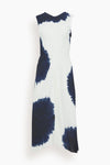 V-neck Fit-and-Flare Tie Dye Print Fitted Midi Dress