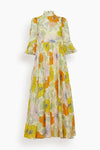 Spring Floral Print Vintage Fitted Midi Dress