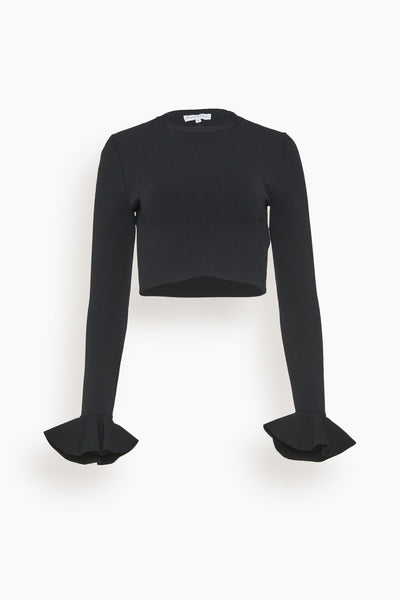 Crew Neck Long Sleeves Fall Winter Fitted Jumper With Ruffles