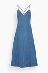 A-line V-neck Spring Full-Skirt Midi Dress
