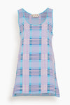 A-line Short Checkered Print Scoop Neck Dress
