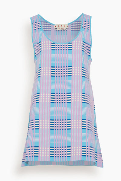 A-line Short Scoop Neck Checkered Print Dress