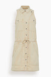 Button Front Drawstring Spring Summer Above the Knee Dress