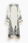 General Print Silk Belted Midi Dress