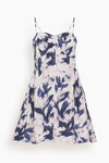 Spaghetti Strap Fitted Hidden Back Zipper Pocketed Spring Sweetheart Floral Print Short Fit-and-Flare Dress