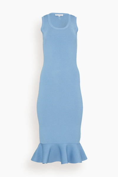 Sleeveless Fitted Midi Dress With Ruffles