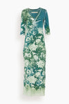 Tall Tall V-neck Sheath Slit Cotton Floral Tie Dye Print Sheath Dress/Midi Dress