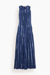 Tie Dye Print Scoop Neck Full-Skirt Flared-Skirt Fitted Midi Dress