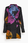 Cotton General Print Plunging Neck Above the Knee Beaded Long Sleeves Dress