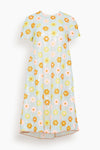 A-line Floral Print Vintage Sequined Crew Neck Short Sleeves Sleeves Midi Dress