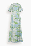 General Print Fit-and-Flare Crew Neck Fitted Spring Maxi Dress