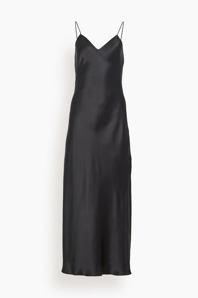 Tall V-neck Charmeuse Spaghetti Strap Slit Fitted Slip Dress/Maxi Dress With a Sash