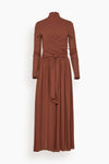 Turtleneck Draped Pleated Maxi Dress