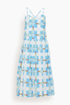 Full-Skirt Spaghetti Strap Midi Dress