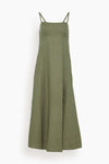 Linen Empire Princess Seams Waistline Full-Skirt Summer Midi Dress